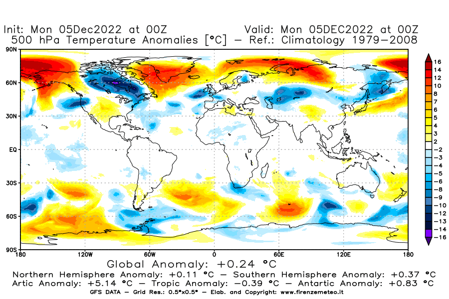 Mappa di analisi GFS - Anomalia Temperatura [°C] a 500 hPa in World
							del 05/12/2022 00 <!--googleoff: index-->UTC<!--googleon: index-->