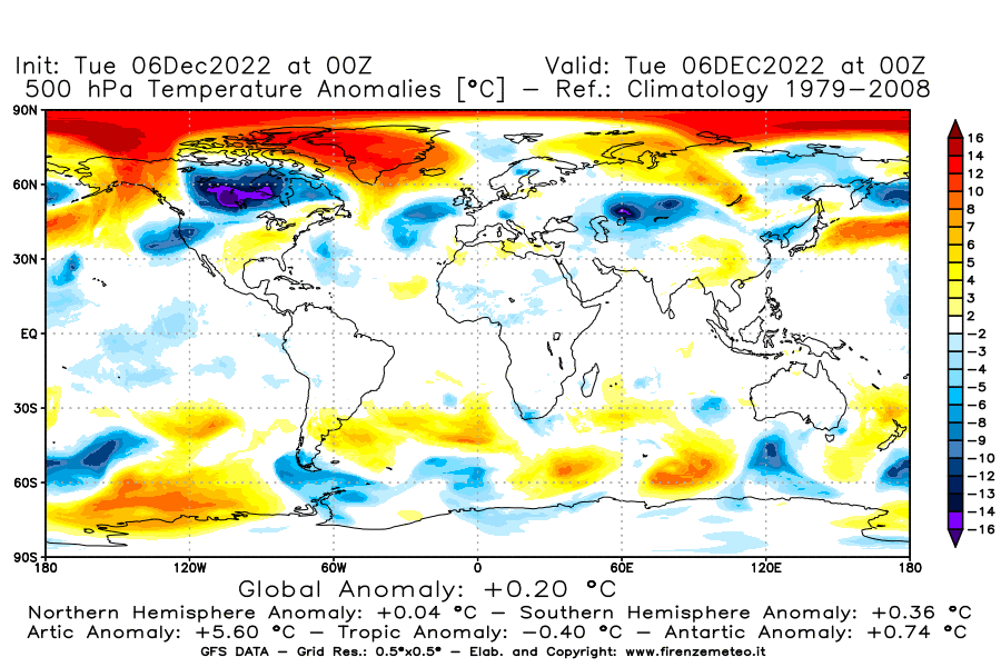 Mappa di analisi GFS - Anomalia Temperatura [°C] a 500 hPa in World
							del 06/12/2022 00 <!--googleoff: index-->UTC<!--googleon: index-->