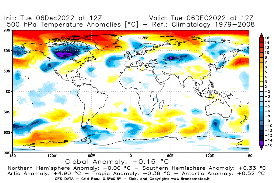 Mappa di analisi GFS - Anomalia Temperatura [°C] a 500 hPa in World
							del 06/12/2022 12 <!--googleoff: index-->UTC<!--googleon: index-->