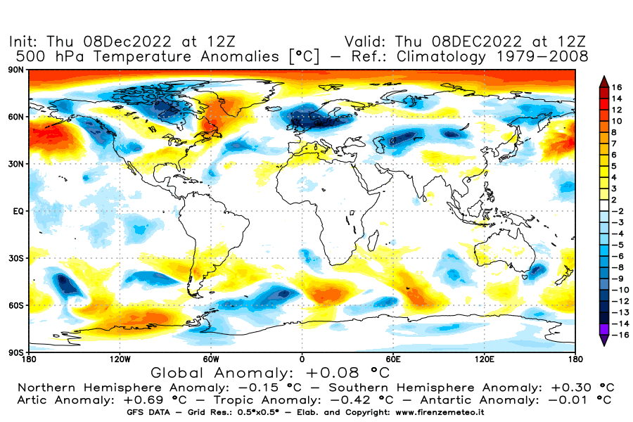 Mappa di analisi GFS - Anomalia Temperatura [°C] a 500 hPa in World
							del 08/12/2022 12 <!--googleoff: index-->UTC<!--googleon: index-->