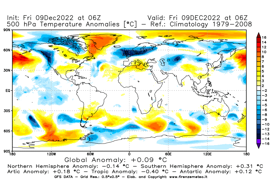 Mappa di analisi GFS - Anomalia Temperatura [°C] a 500 hPa in World
							del 09/12/2022 06 <!--googleoff: index-->UTC<!--googleon: index-->
