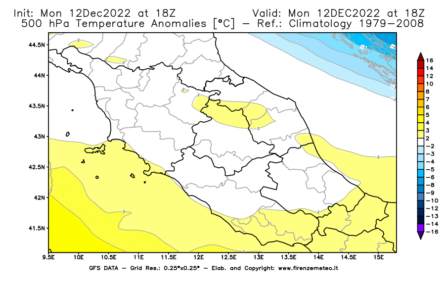 Mappa di analisi GFS - Anomalia Temperatura [°C] a 500 hPa in Centro-Italia
							del 12/12/2022 18 <!--googleoff: index-->UTC<!--googleon: index-->