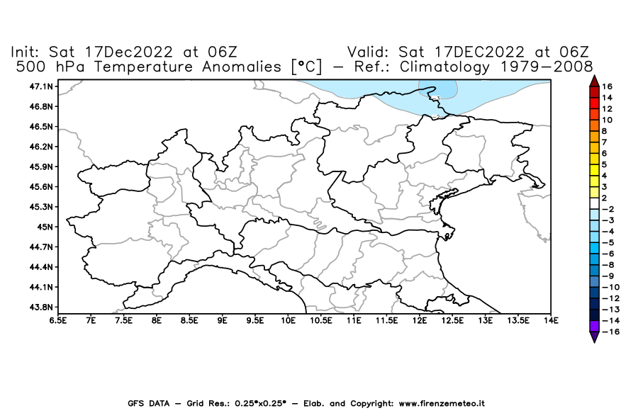 Mappa di analisi GFS - Anomalia Temperatura [°C] a 500 hPa in Nord-Italia
							del 17/12/2022 06 <!--googleoff: index-->UTC<!--googleon: index-->