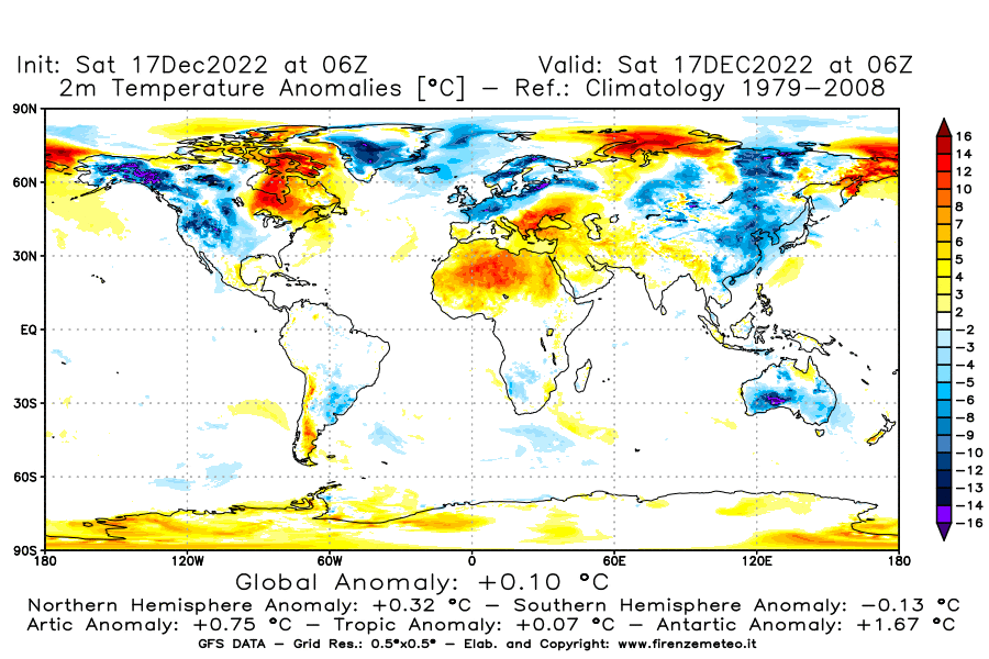 Mappa di analisi GFS - Anomalia Temperatura [°C] a 2 m in World
							del 17/12/2022 06 <!--googleoff: index-->UTC<!--googleon: index-->