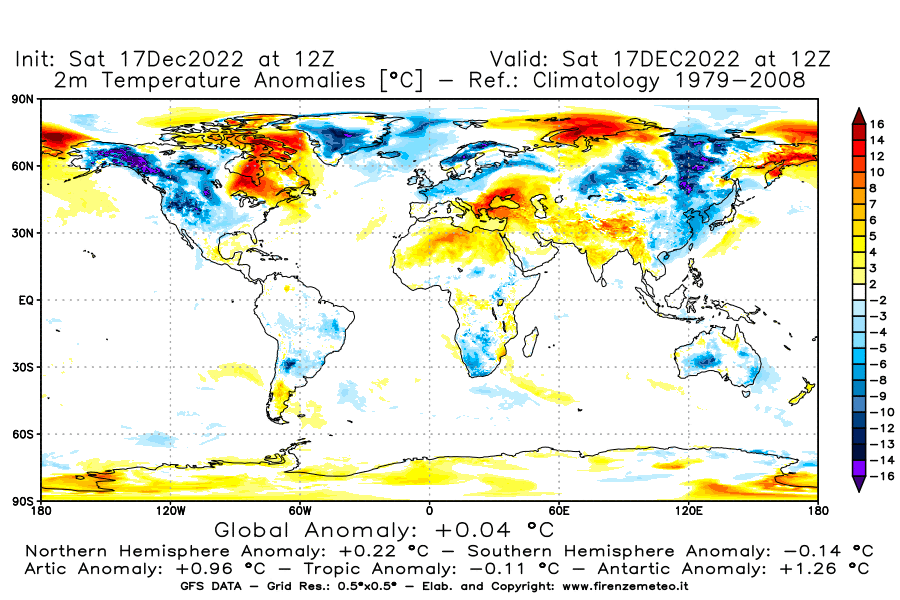 Mappa di analisi GFS - Anomalia Temperatura [°C] a 2 m in World
							del 17/12/2022 12 <!--googleoff: index-->UTC<!--googleon: index-->