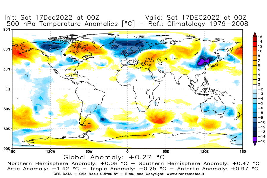 Mappa di analisi GFS - Anomalia Temperatura [°C] a 500 hPa in World
							del 17/12/2022 00 <!--googleoff: index-->UTC<!--googleon: index-->