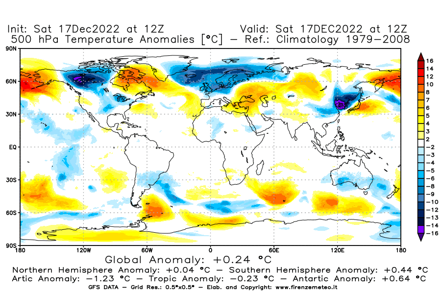 Mappa di analisi GFS - Anomalia Temperatura [°C] a 500 hPa in World
							del 17/12/2022 12 <!--googleoff: index-->UTC<!--googleon: index-->