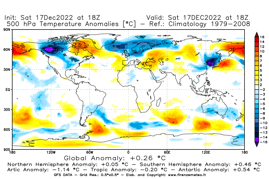 Mappa di analisi GFS - Anomalia Temperatura [°C] a 500 hPa in World
							del 17/12/2022 18 <!--googleoff: index-->UTC<!--googleon: index-->