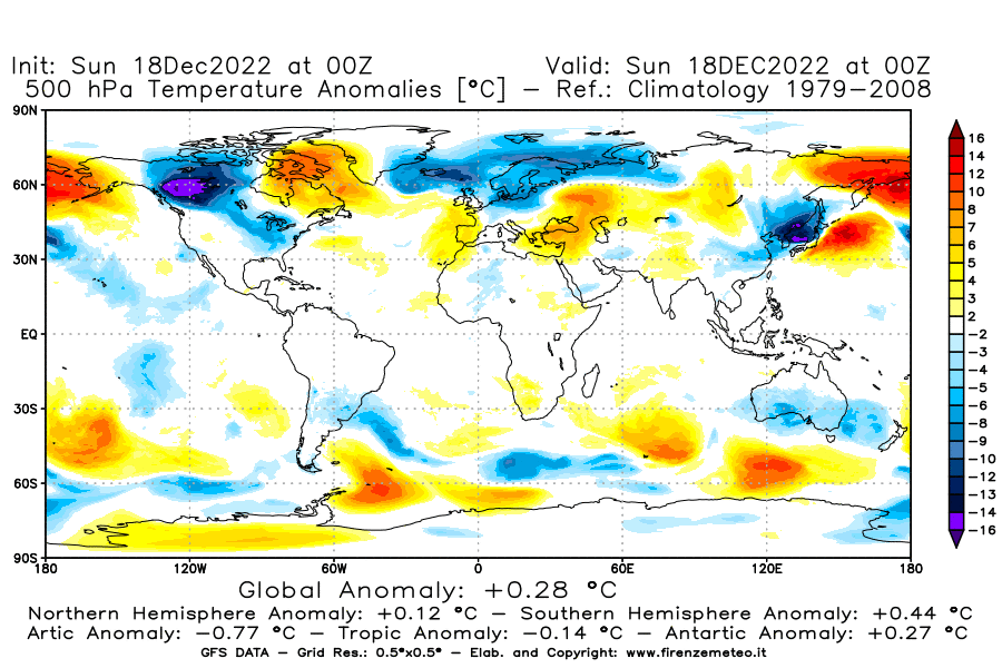 Mappa di analisi GFS - Anomalia Temperatura [°C] a 500 hPa in World
							del 18/12/2022 00 <!--googleoff: index-->UTC<!--googleon: index-->