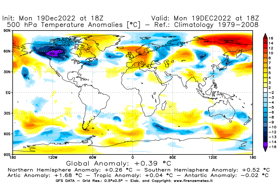 Mappa di analisi GFS - Anomalia Temperatura [°C] a 500 hPa in World
							del 19/12/2022 18 <!--googleoff: index-->UTC<!--googleon: index-->