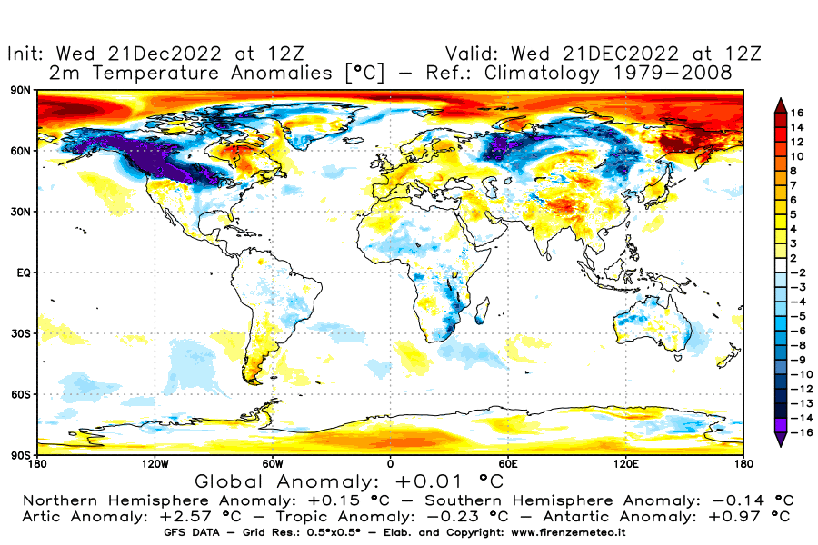 Mappa di analisi GFS - Anomalia Temperatura [°C] a 2 m in World
							del 21/12/2022 12 <!--googleoff: index-->UTC<!--googleon: index-->