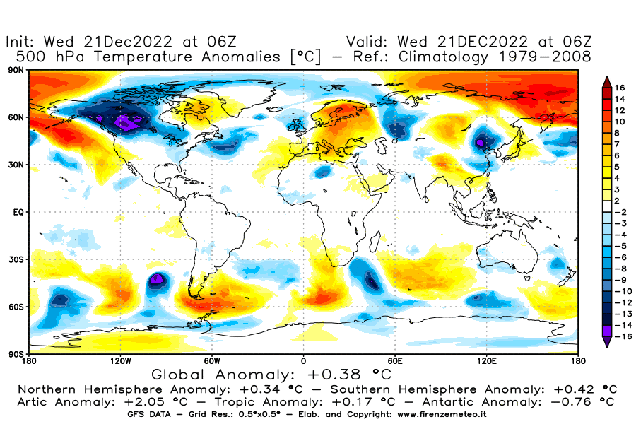 Mappa di analisi GFS - Anomalia Temperatura [°C] a 500 hPa in World
							del 21/12/2022 06 <!--googleoff: index-->UTC<!--googleon: index-->