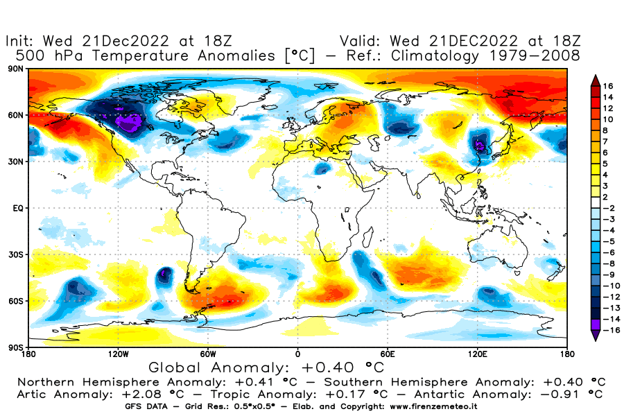 Mappa di analisi GFS - Anomalia Temperatura [°C] a 500 hPa in World
							del 21/12/2022 18 <!--googleoff: index-->UTC<!--googleon: index-->