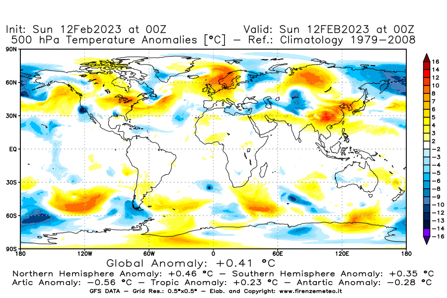 Mappa di analisi GFS - Anomalia Temperatura [°C] a 500 hPa in World
							del 12/02/2023 00 <!--googleoff: index-->UTC<!--googleon: index-->