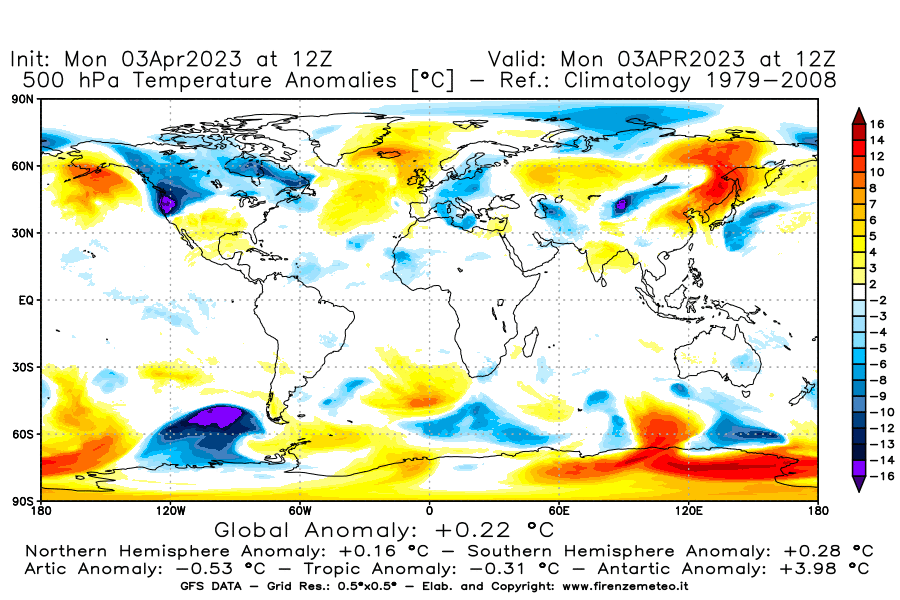 Mappa di analisi GFS - Anomalia Temperatura [°C] a 500 hPa in World
							del 03/04/2023 12 <!--googleoff: index-->UTC<!--googleon: index-->