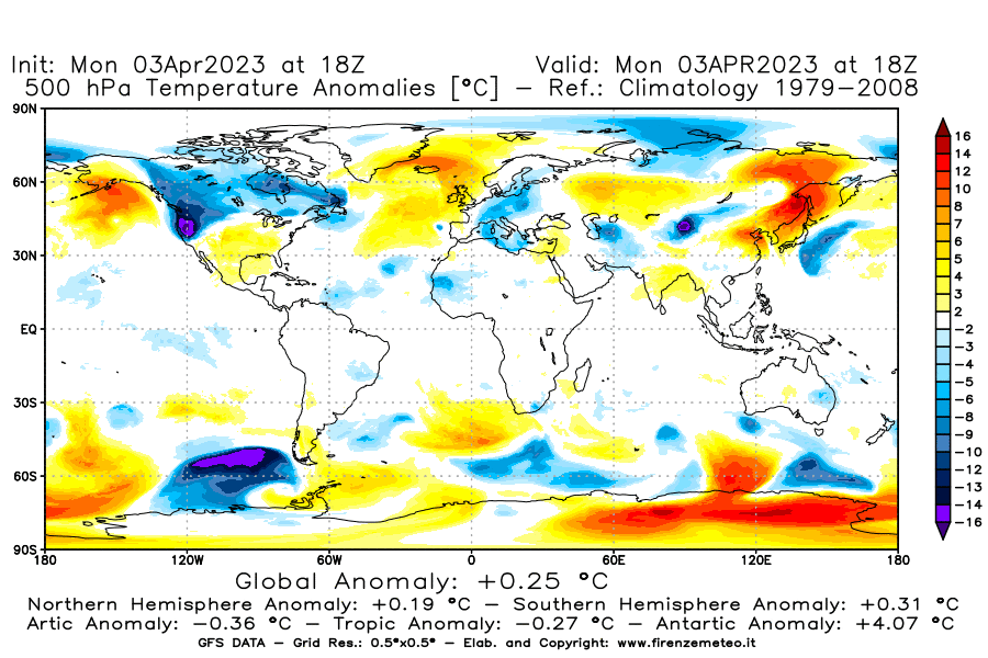 Mappa di analisi GFS - Anomalia Temperatura [°C] a 500 hPa in World
							del 03/04/2023 18 <!--googleoff: index-->UTC<!--googleon: index-->