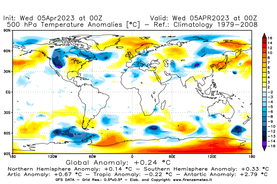 GFS analysi map - Temperature Anomalies [°C] at 500 hPa in World
									on 05/04/2023 00 <!--googleoff: index-->UTC<!--googleon: index-->