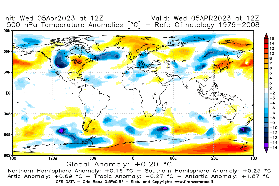 GFS analysi map - Temperature Anomalies [°C] at 500 hPa in World
									on 05/04/2023 12 <!--googleoff: index-->UTC<!--googleon: index-->
