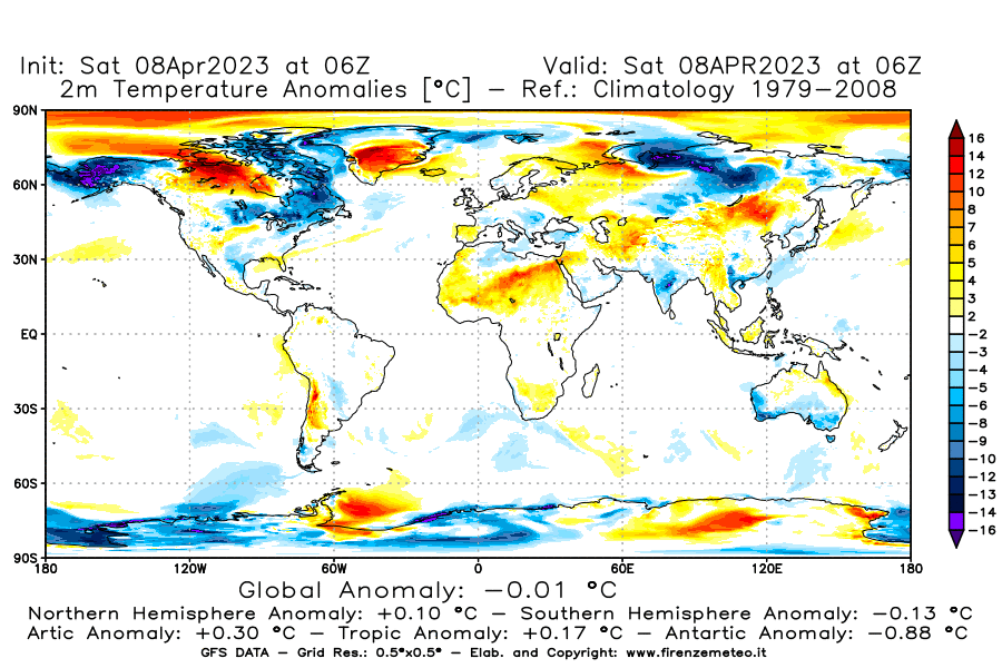 GFS analysi map - Temperature Anomalies [°C] at 2 m in World
									on 08/04/2023 06 <!--googleoff: index-->UTC<!--googleon: index-->