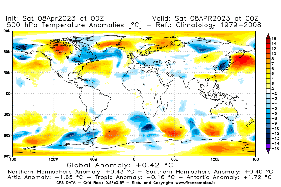 GFS analysi map - Temperature Anomalies [°C] at 500 hPa in World
									on 08/04/2023 00 <!--googleoff: index-->UTC<!--googleon: index-->