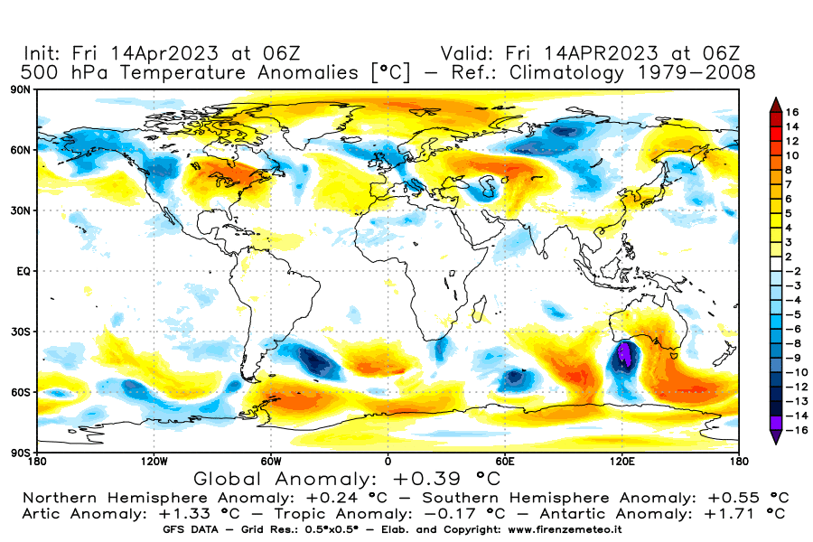 GFS analysi map - Temperature Anomalies [°C] at 500 hPa in World
									on 14/04/2023 06 <!--googleoff: index-->UTC<!--googleon: index-->