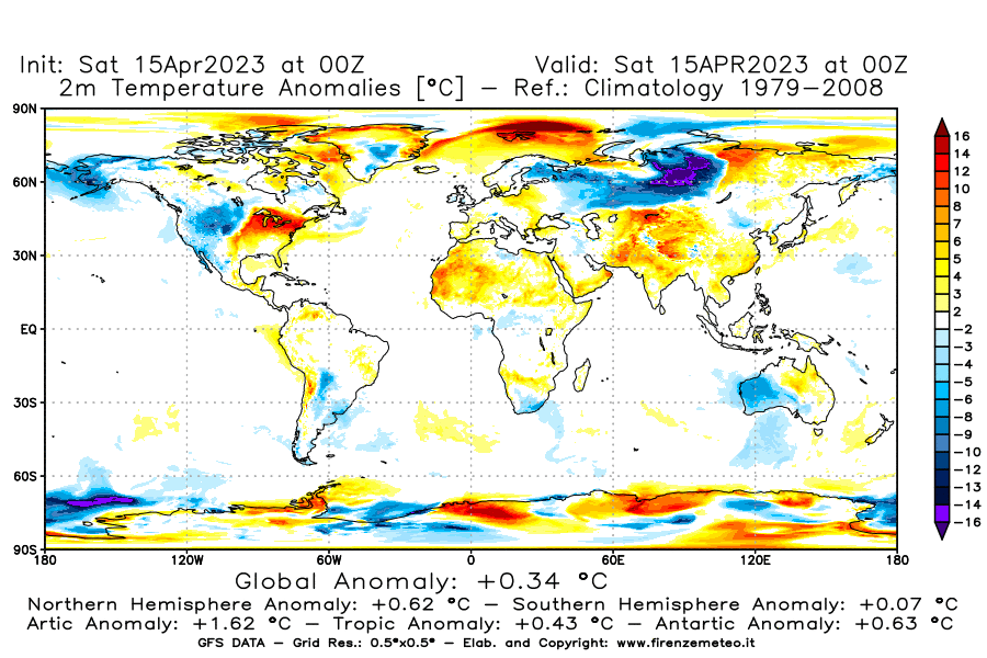 GFS analysi map - Temperature Anomalies [°C] at 2 m in World
									on 15/04/2023 00 <!--googleoff: index-->UTC<!--googleon: index-->