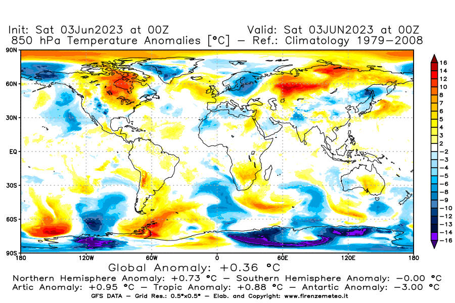 GFS analysi map - Temperature Anomalies [°C] at 850 hPa in World
									on 03/06/2023 00 <!--googleoff: index-->UTC<!--googleon: index-->