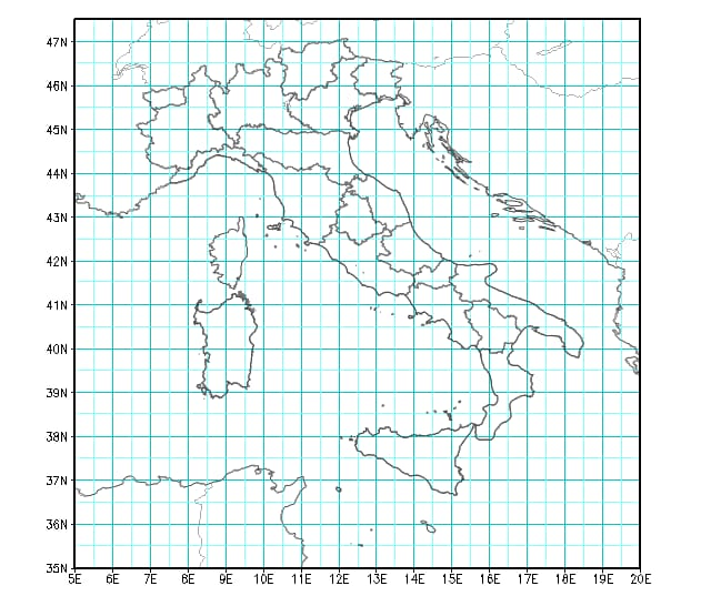 mappa italia per selezione grafici ultimi 4 run gfs di geopotenziale a 850 hPa e
precipitazioni
