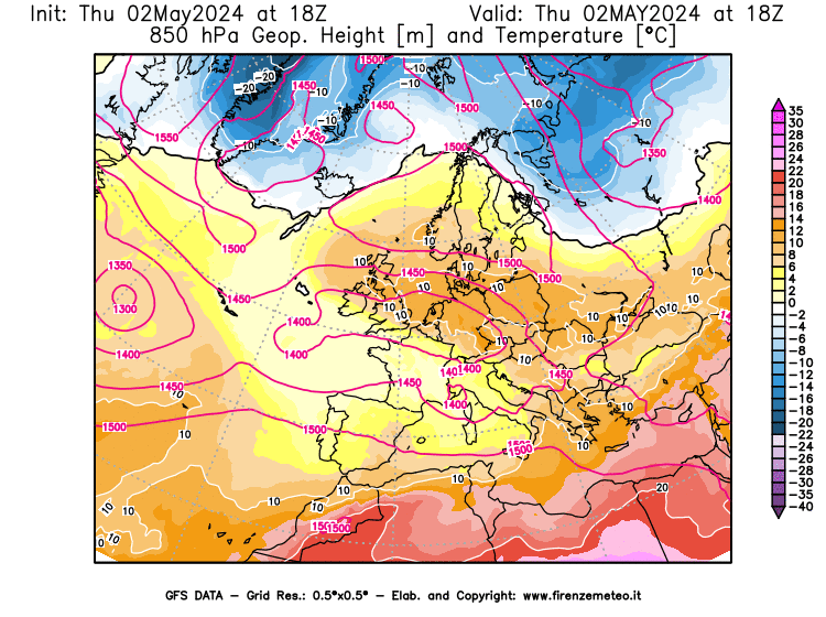 animated gif geopotential in europe gfs forecast