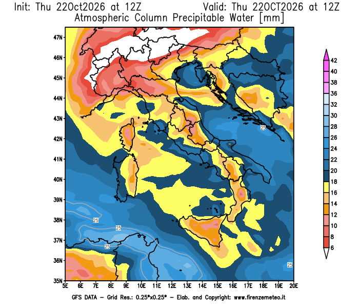 weather map GFS Precipitable Water 