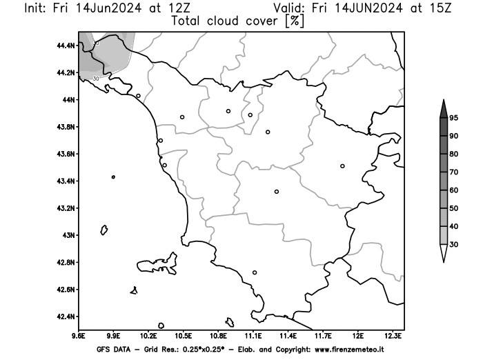 mappa meteo GFS Copertura nuvolosa 