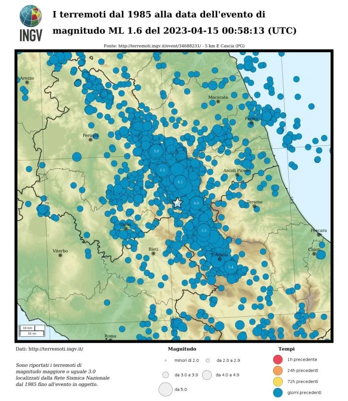 Seismicity from 1985 (M≥3)
