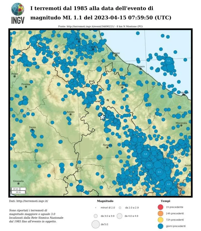 Seismicity from 1985 (M≥3)