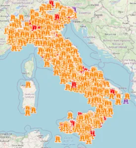 Map and table of the latest earthquakes in Italy.