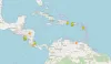Real-time earthquakes Central America