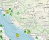 Real-time earthquakes Slovenia, Croatia, Bosnia-Herzegovina